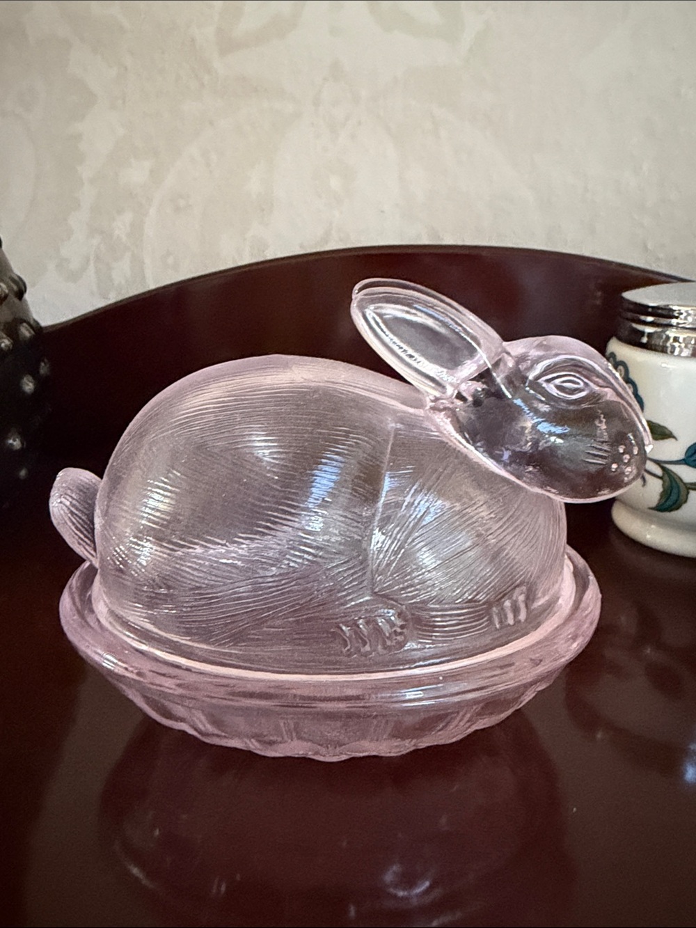 Pink Glass Bunny Dish - Decorative Home Accent